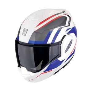 Klappbarer Motorradhelm Scorpion EXO-TECH EVO FURIO weiß-rot-blau