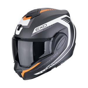 Klappbarer Motorradhelm Scorpion EXO-TECH EVO CARBON COSY mattschwarz-orange