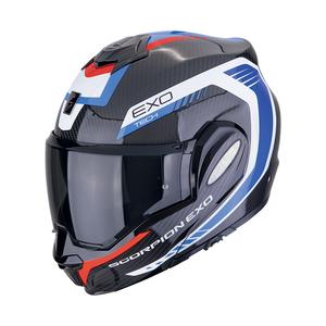 Klappbarer Motorradhelm Scorpion EXO-TECH EVO CARBON COSY schwarz-blau-rot
