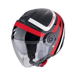 Offener Helm Scorpion EXO-CITY II RIVA schwarz-rot
