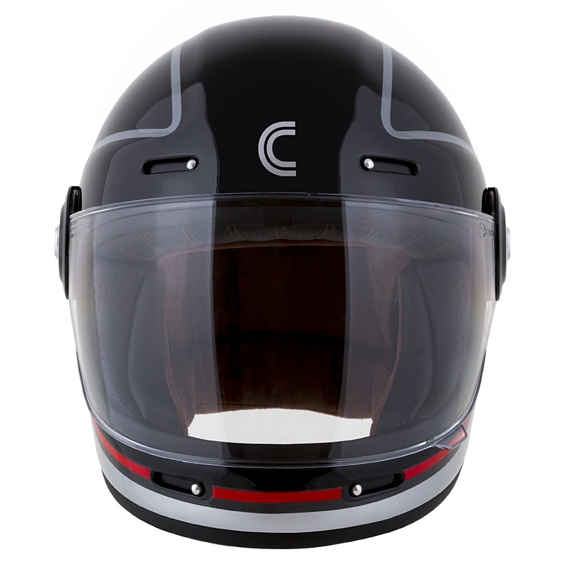 Integrierter Motorradhelm Cassida Fiber Jawa Sport schwarz-silber-rot - II. Qualität