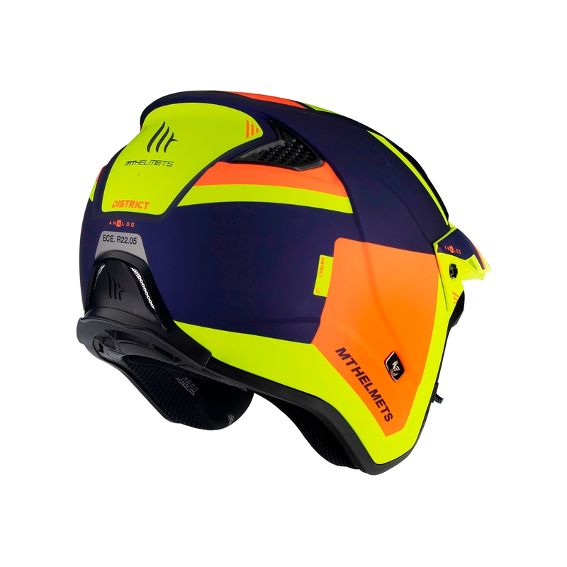 Offener Motorrad-Trialhelm MT District SV Analog D27 blau-orange-fluogelb - II. Qualität