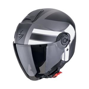 Offener Motorradhelm Scorpion EXO-CITY II BLUR mattsilber-schwarz-weiß