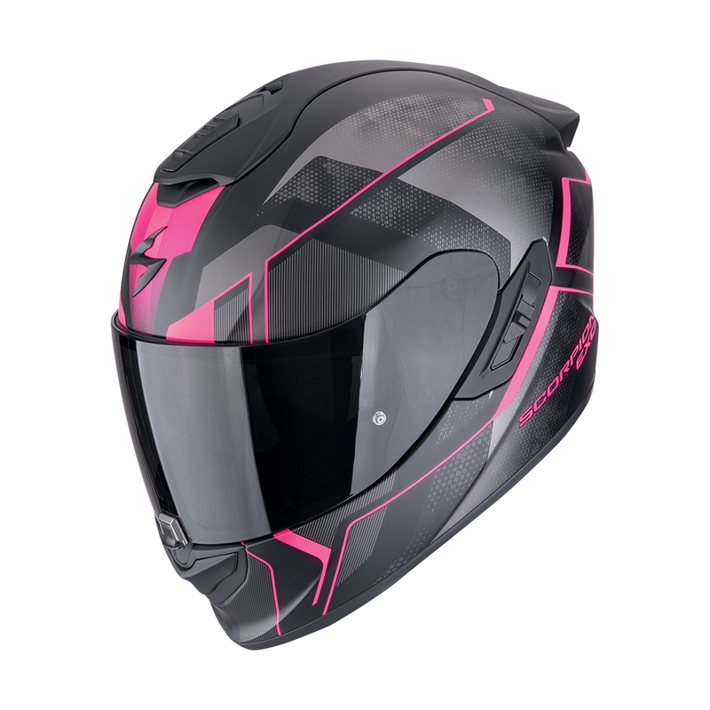 Integrierter Motorradhelm Scorpion EXO-1400 EVO II AIR INTENSIO mattschwarz-rosa Ausverkauf