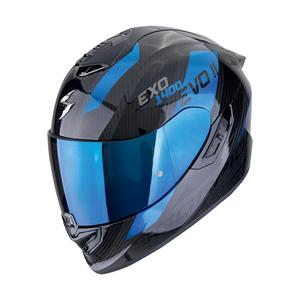 Integrierter Motorradhelm Scorpion EXO-1400 EVO II CARBON AIR PLATTED schwarz-blau