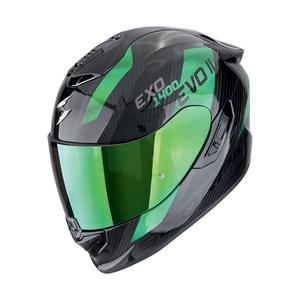 Integrierter Motorradhelm Scorpion EXO-1400 EVO II CARBON AIR PLATTED schwarz-grün