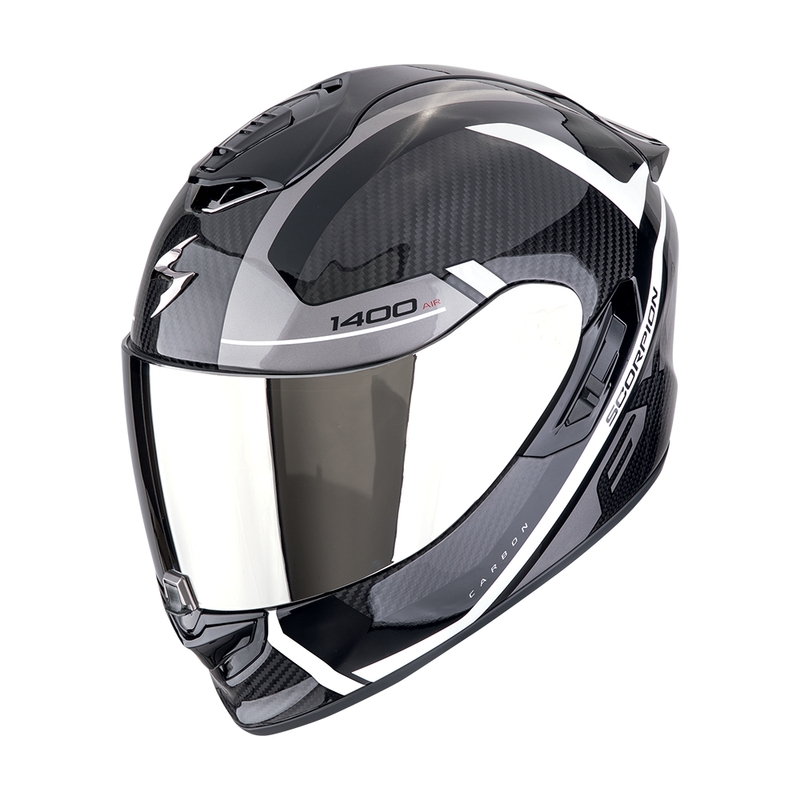 Integrierter Motorradhelm Scorpion EXO-1400 EVO II CARBON AIR ENKO schwarz-silber-weiß Ausverkauf