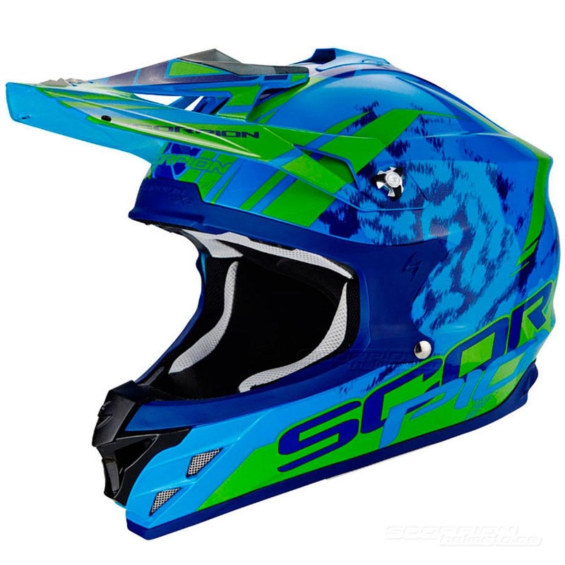 Motocross Helm Scorpion VX-15 Evo Air Kistune blau-grün Ausverkauf
