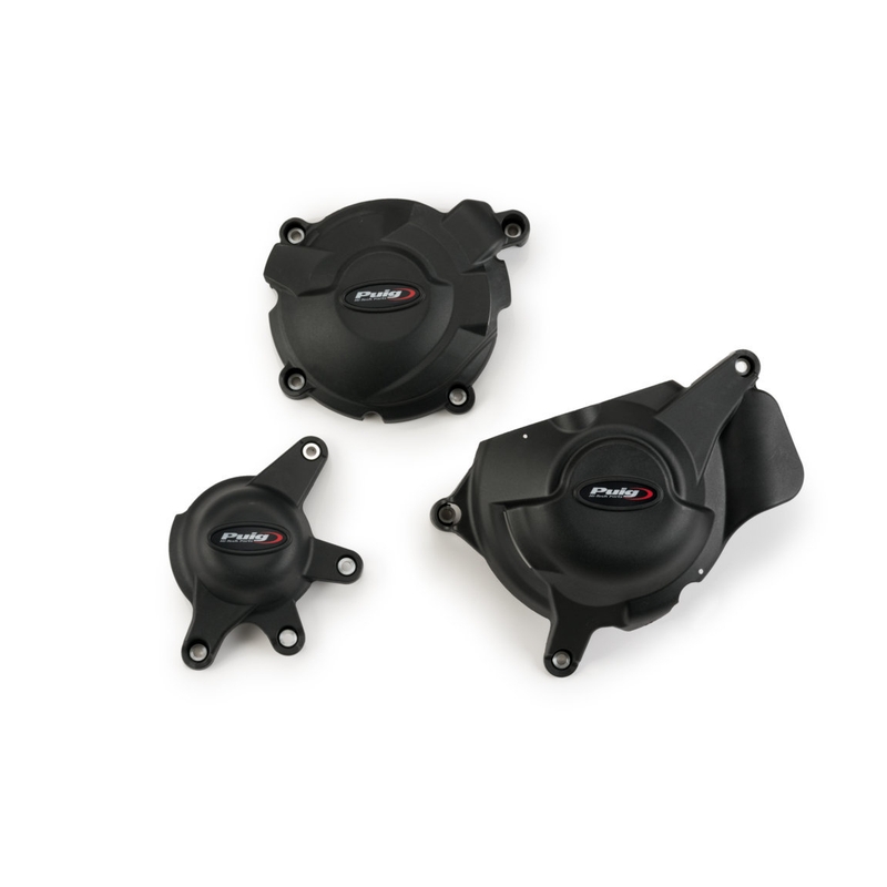 Engine covers PUIG Track for Championship schwarz included 3 covers