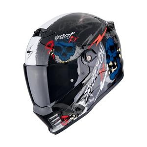 Scorpion COVERT FX SKULLZ Integral-Motorradhelm schwarz-grau-rot
