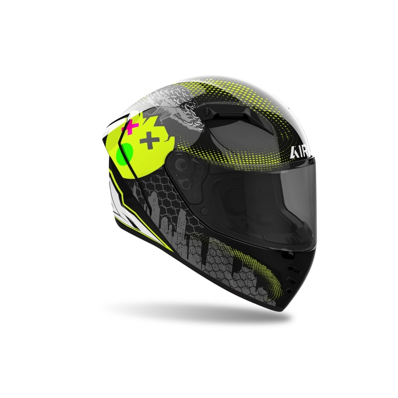 Integraler Motorradhelm Airoh CONNOR Gamer schwarz-grau-fluo gelb