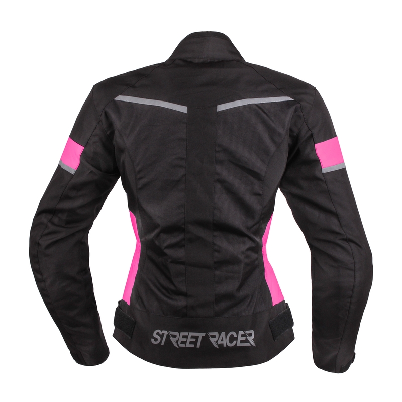 Damen-Motorradjacke Street Racer Betty Schwarz, Weiß und Rosa Ausverkauf