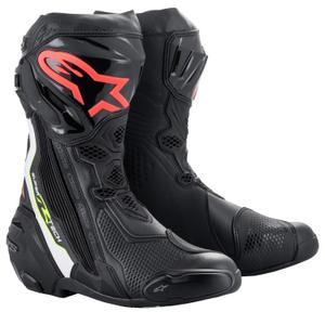 Alpinestars Supertech R Motorradstiefel Schwarz-Weiß-Fluorot-Fluogelb