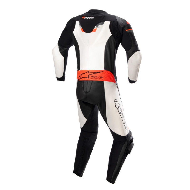 Alpinestars GP Force TECH-AIR 5 kompatibler einteiliger Leder-Motorradanzug Schwarz-Weiß-Fluorot