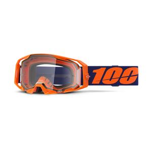 Motocross-Brille 100 % ARmatic Neon Orange mit klarem Plexiglas