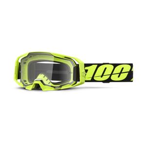 Motocross-Brille 100 % ARmatic Neongelb mit klarem Plexiglas