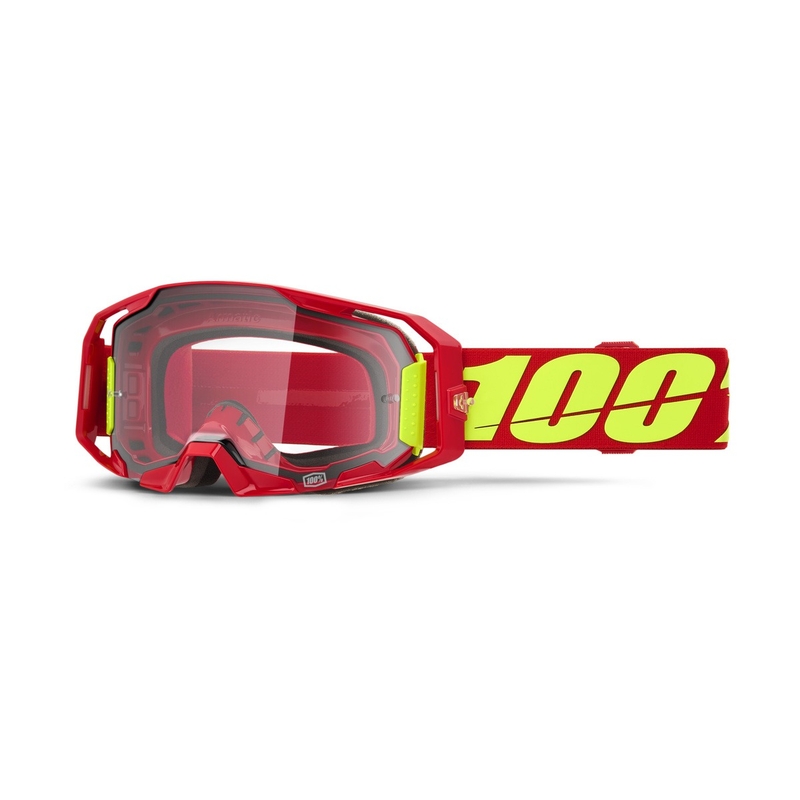 Motocross-Brille 100 % ARmatic rot mit klarem Plexiglas