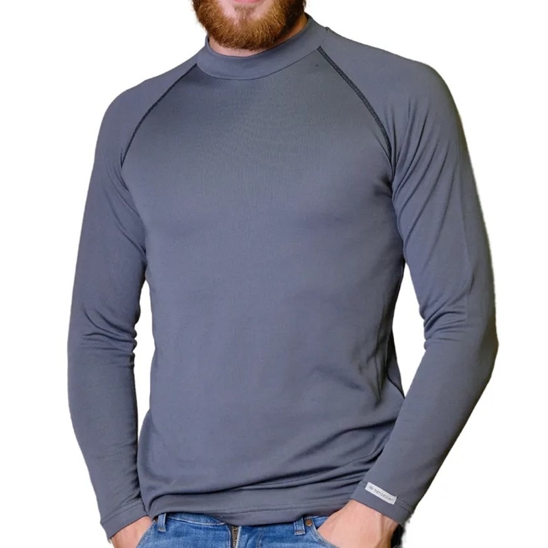 Herren Thermo-T-Shirt nanosilver® Merino Stone grau-schwarz Ausverkauf