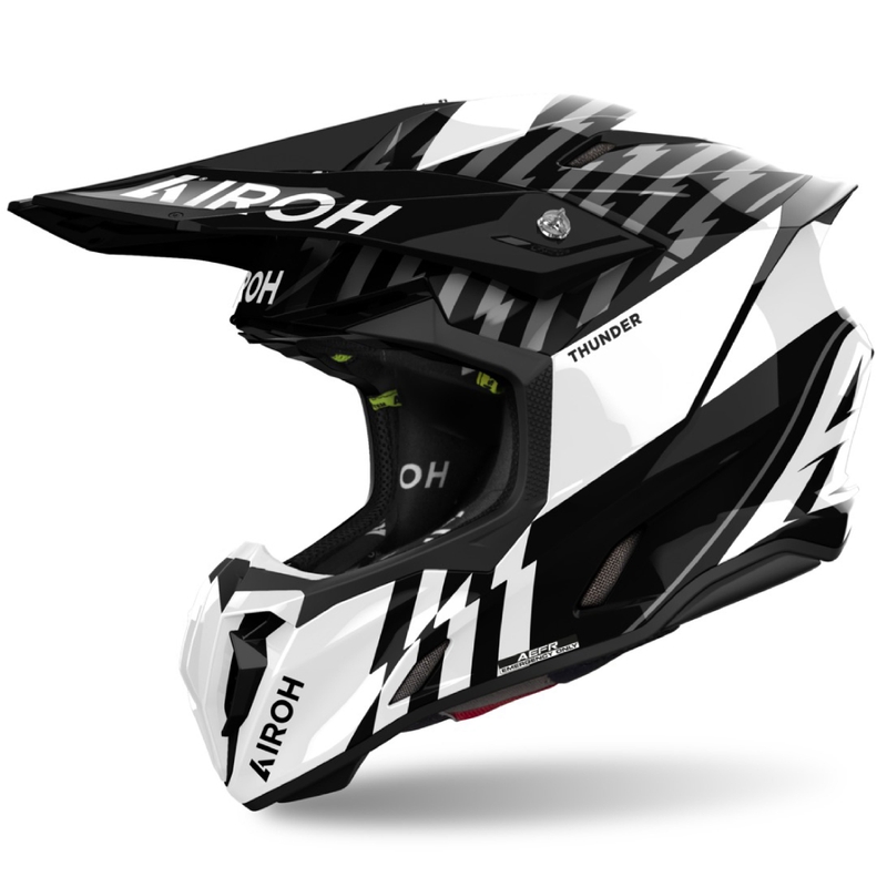 Motocross-Helm Airoh Twist 3 Thunder glänzend schwarz-weiß