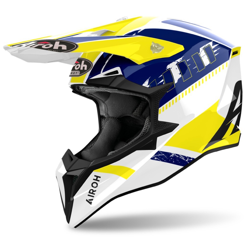 Motocross-Helm Airoh Wraaap Feel glänzend gelb-blau