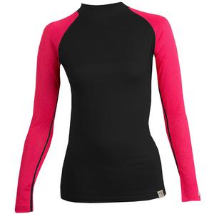 Damen Thermo-T-Shirt nanosilver® Kombi MERINO schwarz-rosa