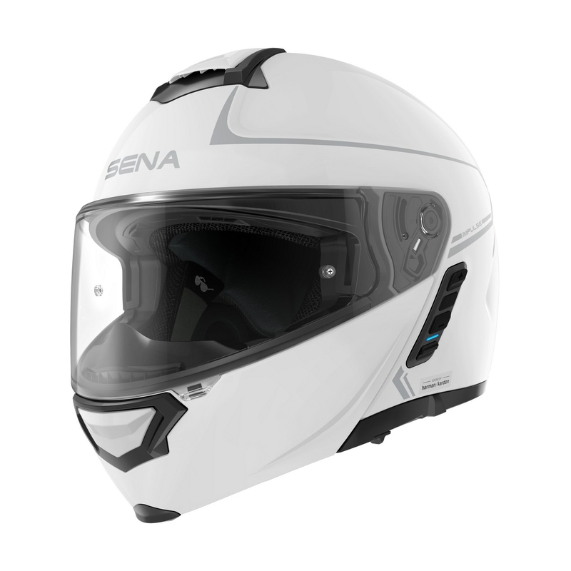 Klappbarer Motorradhelm SENA mit Mesh-Headset Impulse weiß glänzend