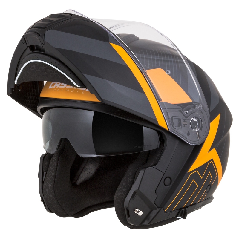 Klappbarer Motorradhelm Cassida Modulo 2.1 Profile mattschwarz-grau-orange