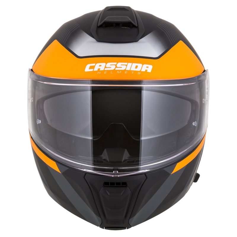 Klappbarer Motorradhelm Cassida Modulo 2.1 Profile mattschwarz-grau-orange