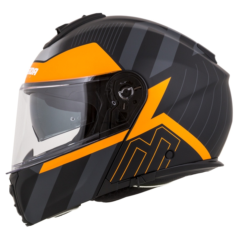 Klappbarer Motorradhelm Cassida Modulo 2.1 Profile mattschwarz-grau-orange