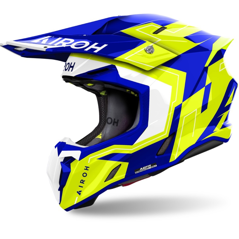 Motocross-Helm Airoh Twist 3 Dizzy glänzend blau-gelb