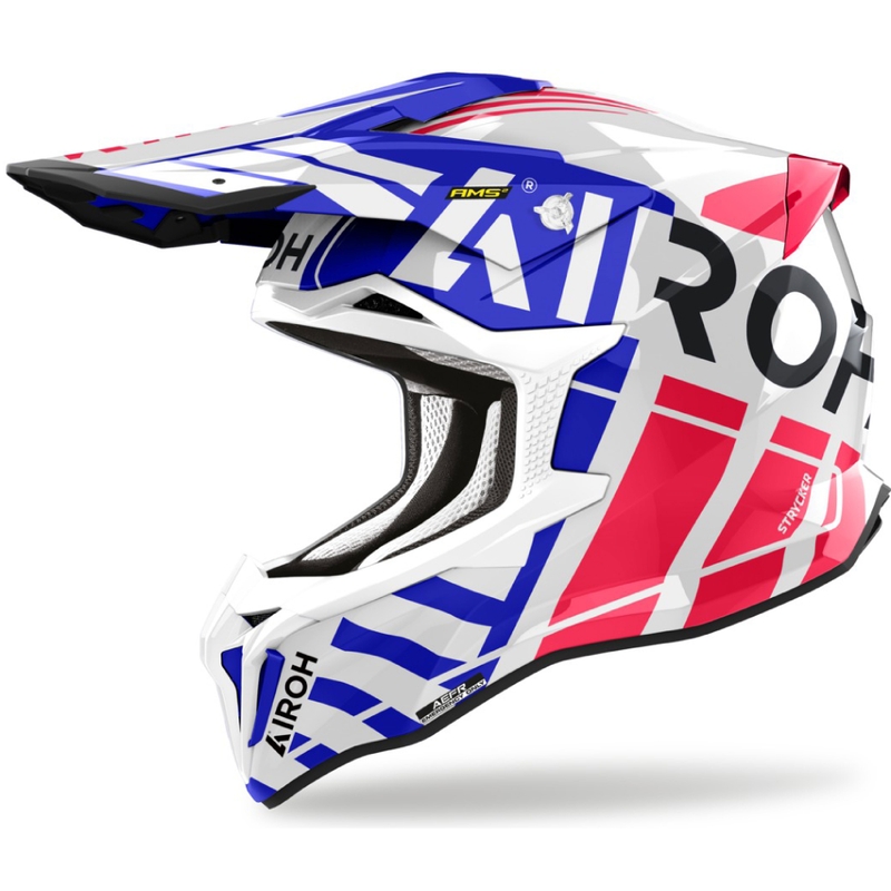 Airoh Strycker Brave 2024 Motocross-Helm glänzend blau-rot Ausverkauf