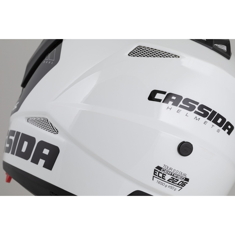 Endurohelm Cassida Tour 2.0 X-tra weiß-blau-rot-schwarz mit schwarzem mattem Visier