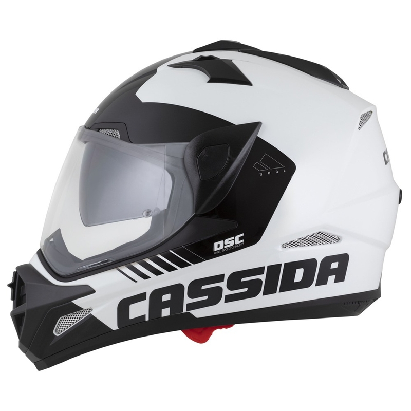 Endurohelm Cassida Tour 2.0 X-tra weiß-blau-rot-schwarz mit schwarzem mattem Visier