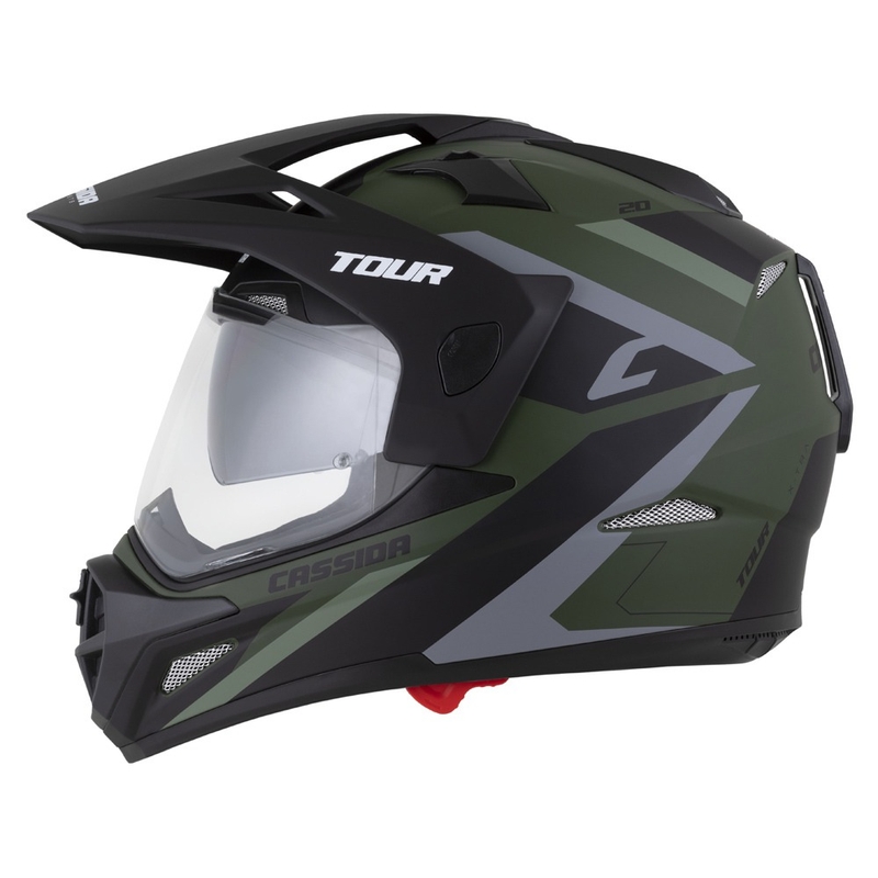 Enduro-Helm Cassida Tour 2.0 X-tra matt grün-grau-schwarz mit schwarz-mattem Visier