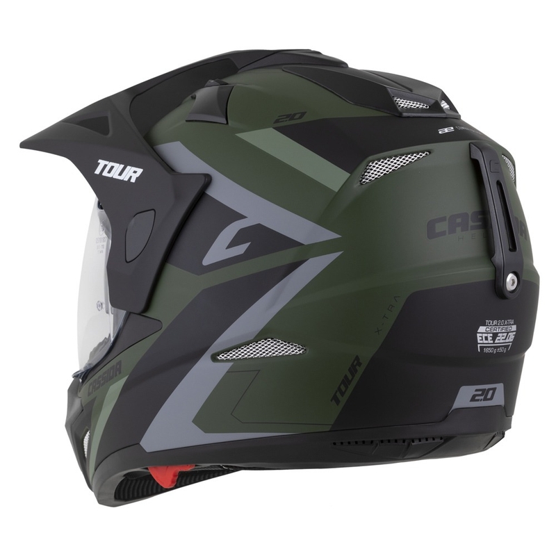 Enduro-Helm Cassida Tour 2.0 X-tra matt grün-grau-schwarz mit schwarz-mattem Visier
