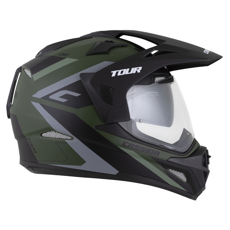 Enduro-Helm Cassida Tour 2.0 X-tra matt grün-grau-schwarz mit schwarz-mattem Visier