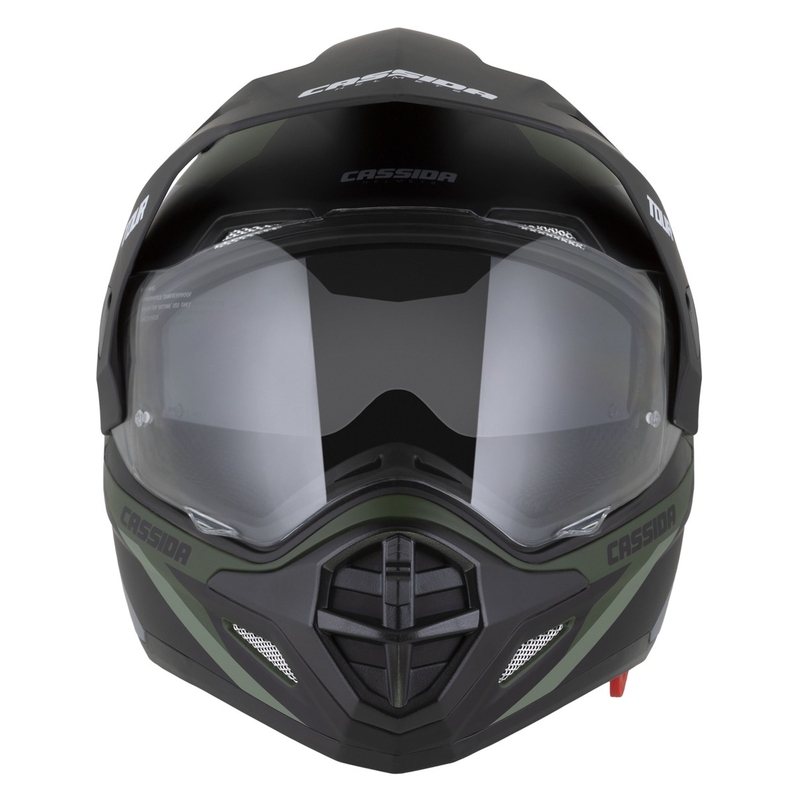Enduro-Helm Cassida Tour 2.0 X-tra matt grün-grau-schwarz mit schwarz-mattem Visier