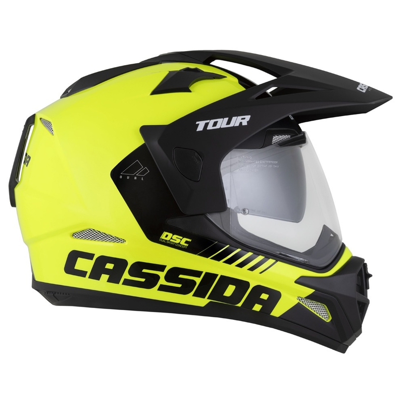 Enduro-Helm Cassida Tour 2.0 Dual fluo gelb-schwarz-schwarz mit schwarz-mattem Visier
