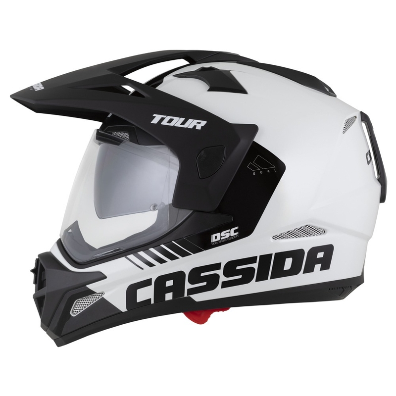 Enduro-Helm Cassida Tour 2.0 Dual weiß-schwarz mit schwarz-mattem Visier