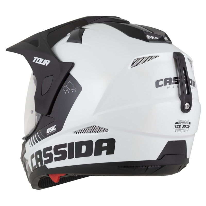 Enduro-Helm Cassida Tour 2.0 Dual weiß-schwarz mit schwarz-mattem Visier
