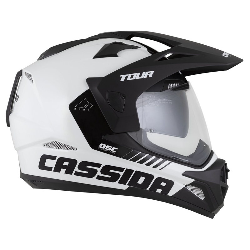 Enduro-Helm Cassida Tour 2.0 Dual weiß-schwarz mit schwarz-mattem Visier