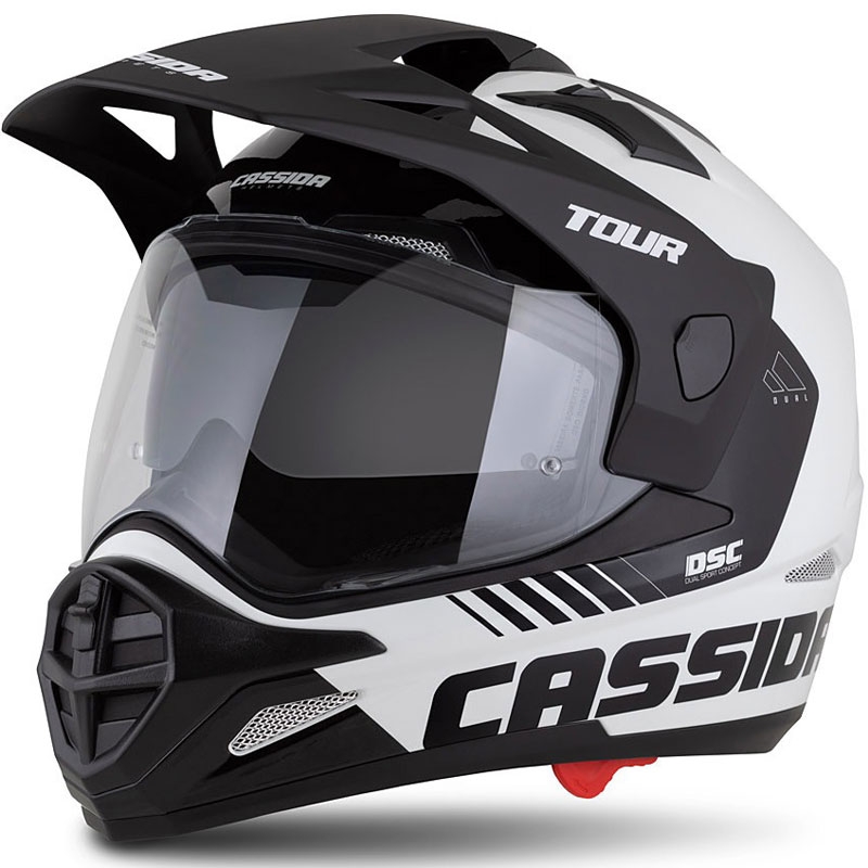 Enduro-Helm Cassida Tour 2.0 Dual weiß-schwarz mit schwarz-mattem Visier