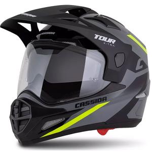 Enduro-Helm Cassida Tour 2.0 X-tra grau-fluo gelb-schwarz mit schwarz-mattem Visier