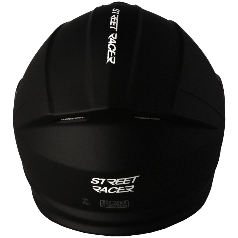 Street Racer Fury Klapphelm für Motorräder, mattschwarz