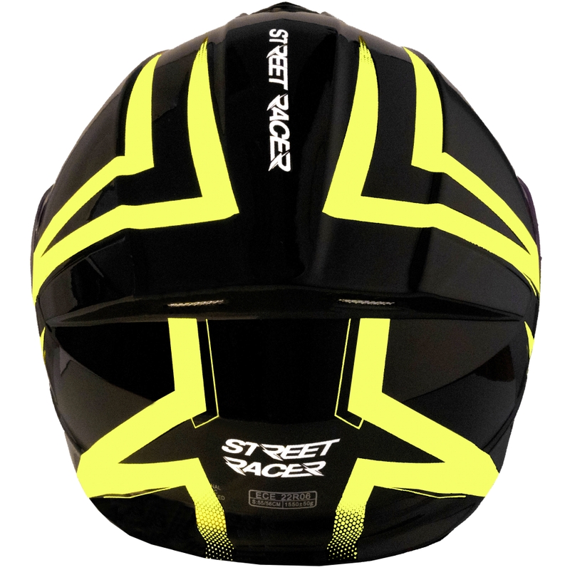 Klappbarer Motorradhelm Street Racer Fury Schwarz-Fluogelb