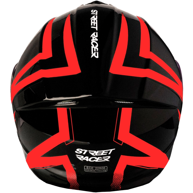 Klappbarer Motorradhelm Street Racer Fury schwarz-rot