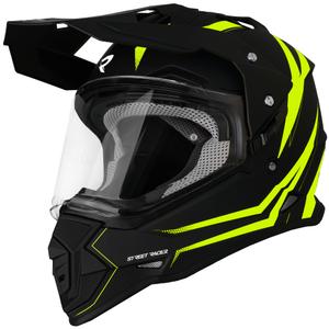 Enduro-Motorradhelm Street Racer Ignite mattschwarz-fluogelb