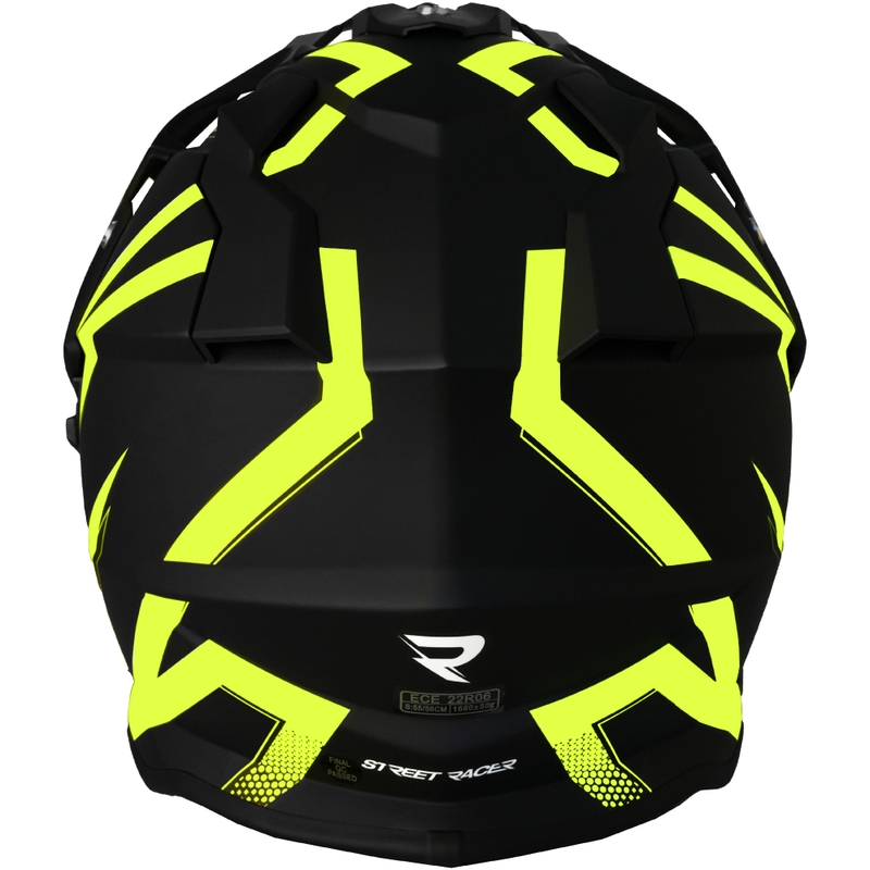 Enduro-Motorradhelm Street Racer Ignite, matt schwarz-fluoreszierend gelb
