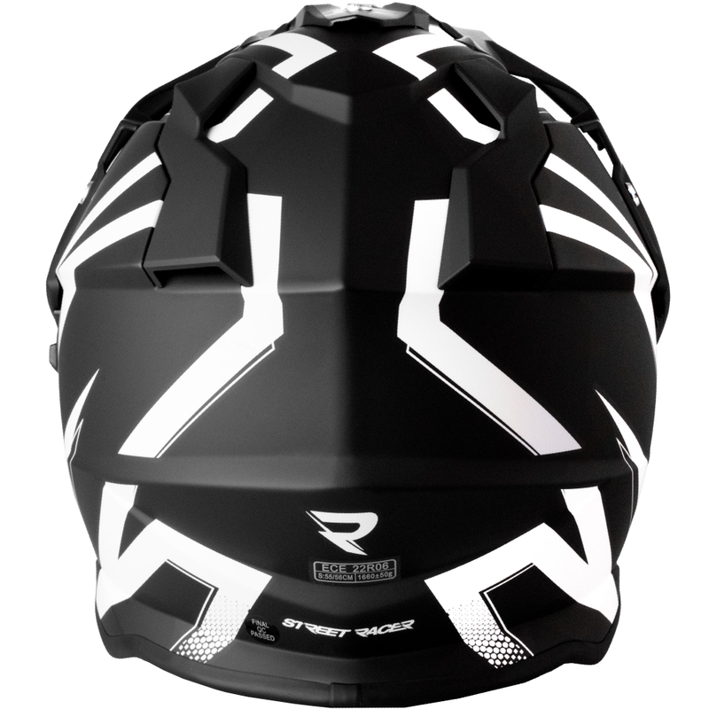Enduro-Motorradhelm Street Racer Ignite mattschwarz-weiß