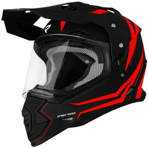 Enduro-Motorradhelm Street Racer Ignite mattschwarz-rot
